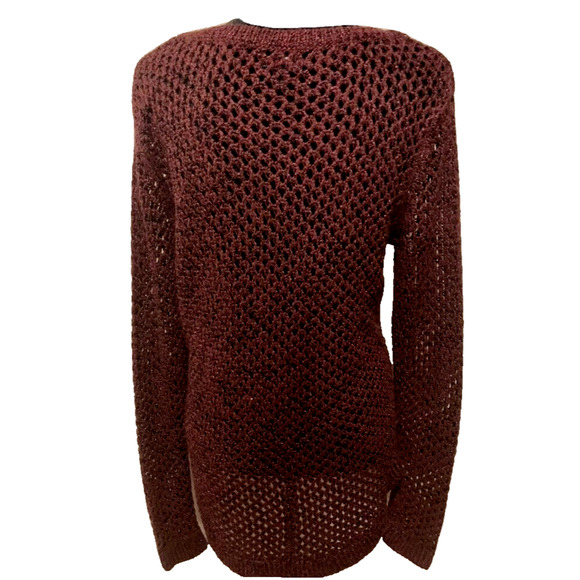 NWOT Apt 9 Sweater Womens Large L Burgundy Metallic Sparkle Pullover Sweater - Picture 3 of 9